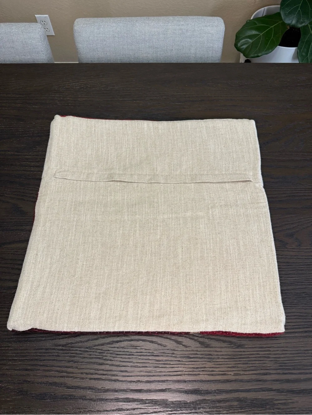 Crate & Barrel Plaid Kilim 20x20 Red Woven Throw Pillow Cover EUC Holiday NWOT